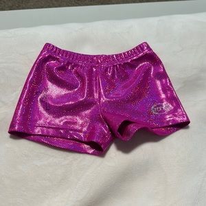 Sparkly pink gymnastic shorts (zone) signed by Nastia Liukin